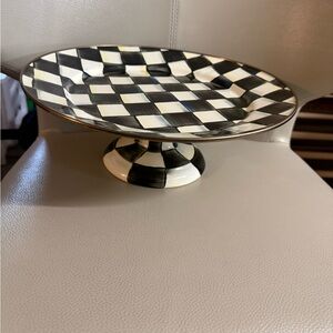 Mackenzie Childs courtly check large pedestal platter